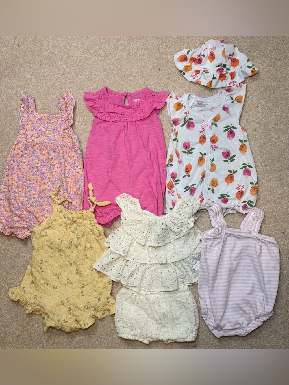 Baby Girl 6M Summer Rompers and Floral Prints Lot/Bundle